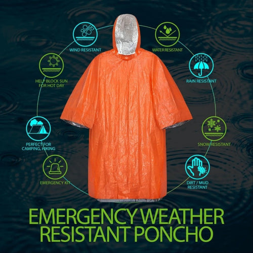4-Pack Emergency Waterproof Rain Ponchos with Hood